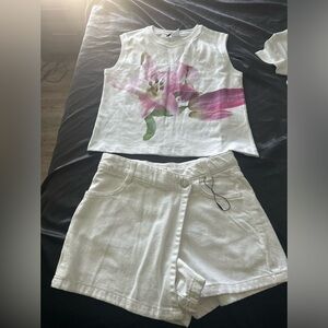 BRAND NEW ZARA GIRLS OUTFIT SIZE 10 IN SHORTS AND SIZE 9-10 IN SHIRT